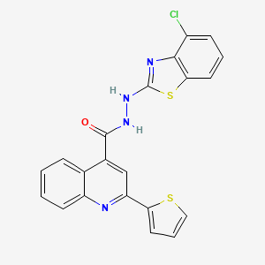 molecular formula C21H13ClN4OS2 B2954199 N'-(4-chlorobenzo[d]thiazol-2-yl)-2-(thiophen-2-yl)quinoline-4-carbohydrazide CAS No. 851979-20-9