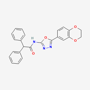 molecular formula C24H19N3O4 B2954201 N-[5-(2,3-dihydro-1,4-benzodioxin-6-yl)-1,3,4-oxadiazol-2-yl]-2,2-diphenylacetamide CAS No. 851094-61-6