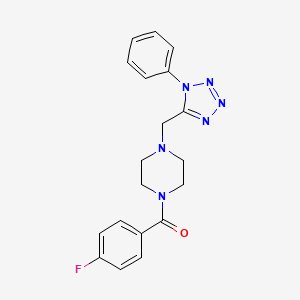 molecular formula C19H19FN6O B2954205 (4-氟苯基)(4-((1-苯基-1H-四唑-5-基)甲基)哌嗪-1-基)甲苯酮 CAS No. 1021226-30-1