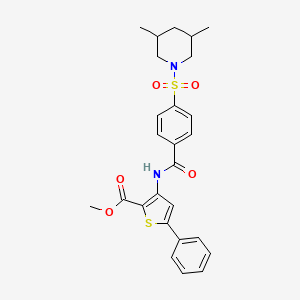 molecular formula C26H28N2O5S2 B2954215 Methyl 3-(4-((3,5-dimethylpiperidin-1-yl)sulfonyl)benzamido)-5-phenylthiophene-2-carboxylate CAS No. 397289-79-1