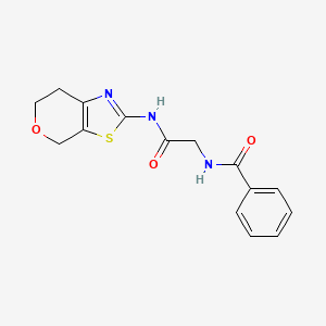 molecular formula C15H15N3O3S B2954220 N-(2-((6,7-dihydro-4H-pyrano[4,3-d]thiazol-2-yl)amino)-2-oxoethyl)benzamide CAS No. 1421458-92-5