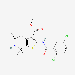 molecular formula C20H22Cl2N2O3S B2954236 2-[(2,5-二氯苯甲酰)氨基]-5,5,7,7-四甲基-4,6-二氢噻吩并[2,3-c]吡啶-3-甲酸甲酯 CAS No. 887901-42-0