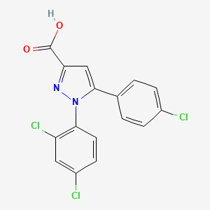 molecular formula C16H9Cl3N2O2 B2954248 5-(4-氯苯基)-1-(2,4-二氯苯基)-1H-吡唑-3-羧酸 CAS No. 158941-07-2