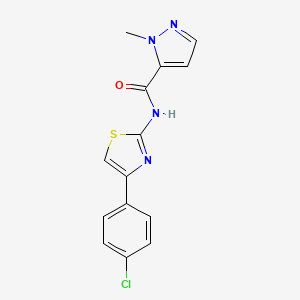 molecular formula C14H11ClN4OS B2954253 N-[4-(4-chlorophenyl)-1,3-thiazol-2-yl]-2-methylpyrazole-3-carboxamide CAS No. 488821-79-0