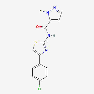 molecular formula C14H11ClN4OS B2954253 N-[4-(4-chlorophenyl)-1,3-thiazol-2-yl]-1-methyl-1H-pyrazole-5-carboxamide CAS No. 488821-79-0