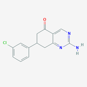 molecular formula C14H12ClN3O B2954256 2-amino-7-(3-chlorophenyl)-7,8-dihydroquinazolin-5(6H)-one CAS No. 351163-39-8
