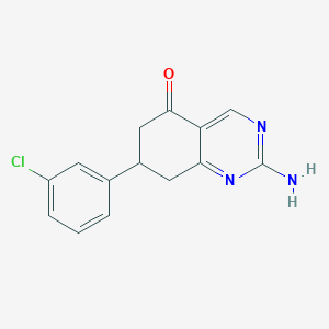 molecular formula C14H12ClN3O B2954256 2-amino-7-(3-chlorophenyl)-7,8-dihydroquinazolin-5(6H)-one 