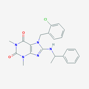 molecular formula C22H22ClN5O2 B295426 7-(2-chlorobenzyl)-1,3-dimethyl-8-[(1-phenylethyl)amino]-3,7-dihydro-1H-purine-2,6-dione 