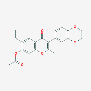 molecular formula C22H20O6 B2954264 3-(2,3-dihydrobenzo[b][1,4]dioxin-6-yl)-6-ethyl-2-methyl-4-oxo-4H-chromen-7-yl acetate CAS No. 170511-28-1