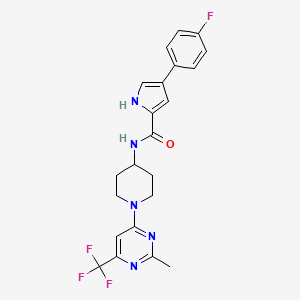 molecular formula C22H21F4N5O B2954269 4-(4-fluorophenyl)-N-(1-(2-methyl-6-(trifluoromethyl)pyrimidin-4-yl)piperidin-4-yl)-1H-pyrrole-2-carboxamide CAS No. 2034406-58-9