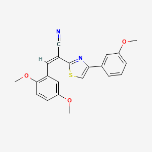 molecular formula C21H18N2O3S B2954270 (Z)-3-(2,5-dimethoxyphenyl)-2-(4-(3-methoxyphenyl)thiazol-2-yl)acrylonitrile CAS No. 476671-81-5