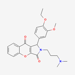 molecular formula C25H28N2O5 B2954274 2-(3-(Dimethylamino)propyl)-1-(4-ethoxy-3-methoxyphenyl)-1,2-dihydrochromeno[2,3-c]pyrrole-3,9-dione CAS No. 631868-13-8