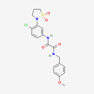 molecular formula C19H20ClN3O5S B2954276 N1-(4-chloro-3-(1,1-dioxidoisothiazolidin-2-yl)phenyl)-N2-(4-methoxybenzyl)oxalamide CAS No. 1105230-21-4