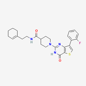 N-(2-cyclohex-1-en-1-ylethyl)-1-[7-(2-fluorophenyl)-4-oxo-3,4-dihydrothieno[3,2-d]pyrimidin-2-yl]piperidine-4-carboxamide