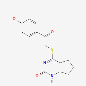 molecular formula C16H16N2O3S B2954278 4-[2-(4-甲氧基苯基)-2-氧代乙基]硫代-1,5,6,7-四氢环戊并[d]嘧啶-2-酮 CAS No. 898444-01-4