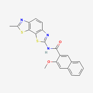 molecular formula C21H15N3O2S2 B2954281 3-methoxy-N-{11-methyl-3,12-dithia-5,10-diazatricyclo[7.3.0.0^{2,6}]dodeca-1(9),2(6),4,7,10-pentaen-4-yl}naphthalene-2-carboxamide CAS No. 325978-43-6