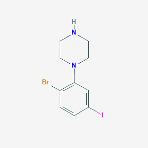 molecular formula C10H12BrIN2 B2954291 1-(2-Bromo-5-iodophenyl)piperazine CAS No. 1695468-91-7