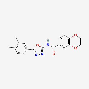 molecular formula C19H17N3O4 B2954294 N-(5-(3,4-dimethylphenyl)-1,3,4-oxadiazol-2-yl)-2,3-dihydrobenzo[b][1,4]dioxine-6-carboxamide CAS No. 899963-34-9