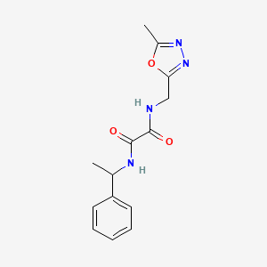 molecular formula C14H16N4O3 B2954296 N1-((5-甲基-1,3,4-恶二唑-2-基)甲基)-N2-(1-苯乙基)草酰胺 CAS No. 1209313-91-6