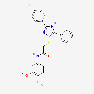 molecular formula C25H22FN3O3S B2954298 N-(3,4-dimethoxyphenyl)-2-{[2-(4-fluorophenyl)-5-phenyl-1H-imidazol-4-yl]sulfanyl}acetamide CAS No. 901242-58-8