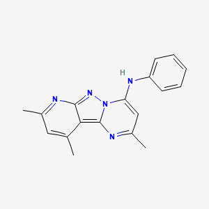 molecular formula C18H17N5 B2954304 2,8,10-trimethyl-N-phenylpyrido[2',3':3,4]pyrazolo[1,5-a]pyrimidin-4-amine CAS No. 896807-56-0