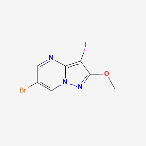 molecular formula C7H5BrIN3O B2954307 6-Bromo-3-iodo-2-methoxypyrazolo[1,5-a]pyrimidine CAS No. 2094638-75-0