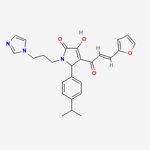 molecular formula C26H27N3O4 B2954322 (E)-1-(3-(1H-imidazol-1-yl)propyl)-4-(3-(furan-2-yl)acryloyl)-3-hydroxy-5-(4-isopropylphenyl)-1H-pyrrol-2(5H)-one CAS No. 862316-21-0