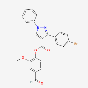 molecular formula C24H17BrN2O4 B2954325 (4-Formyl-2-methoxyphenyl) 3-(4-bromophenyl)-1-phenylpyrazole-4-carboxylate CAS No. 380222-00-4
