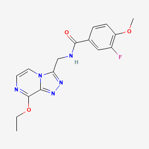 molecular formula C16H16FN5O3 B2954327 N-((8-ethoxy-[1,2,4]triazolo[4,3-a]pyrazin-3-yl)methyl)-3-fluoro-4-methoxybenzamide CAS No. 2034415-76-2