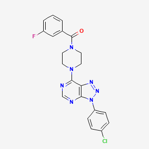 molecular formula C21H17ClFN7O B2954328 (4-(3-(4-chlorophenyl)-3H-[1,2,3]triazolo[4,5-d]pyrimidin-7-yl)piperazin-1-yl)(3-fluorophenyl)methanone CAS No. 923514-95-8