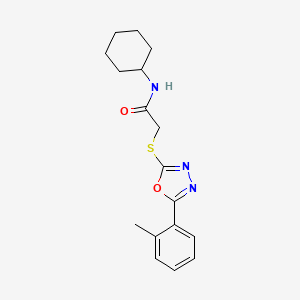 molecular formula C17H21N3O2S B2954334 N-Cyclohexyl-2-(5-o-tolyl-[1,3,4]oxadiazol-2-ylsulfanyl)-acetamide CAS No. 484694-94-2