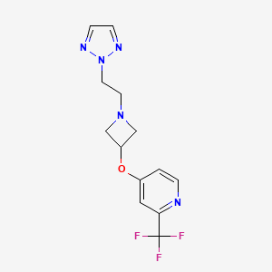 molecular formula C13H14F3N5O B2954379 4-[1-[2-(Triazol-2-yl)ethyl]azetidin-3-yl]oxy-2-(trifluoromethyl)pyridine CAS No. 2380175-38-0