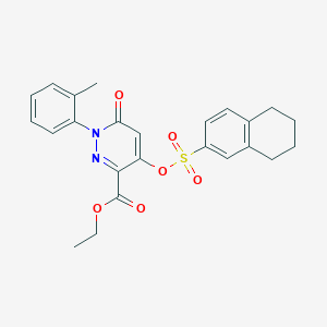 molecular formula C24H24N2O6S B2954389 Ethyl 6-oxo-4-(((5,6,7,8-tetrahydronaphthalen-2-yl)sulfonyl)oxy)-1-(o-tolyl)-1,6-dihydropyridazine-3-carboxylate CAS No. 899728-49-5