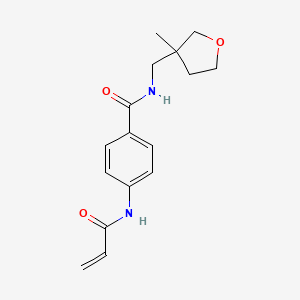 molecular formula C16H20N2O3 B2954401 N-[(3-Methyloxolan-3-yl)methyl]-4-(prop-2-enoylamino)benzamide CAS No. 2361789-54-8
