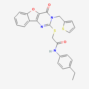 N-(4-ethylphenyl)-2-{[4-oxo-3-(thiophen-2-ylmethyl)-3,4-dihydro[1]benzofuro[3,2-d]pyrimidin-2-yl]sulfanyl}acetamide