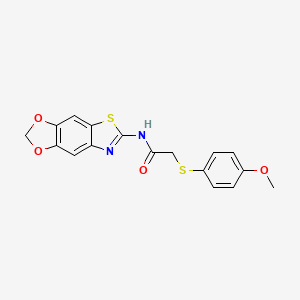 molecular formula C17H14N2O4S2 B2954409 N-([1,3]dioxolo[4',5':4,5]benzo[1,2-d]thiazol-6-yl)-2-((4-methoxyphenyl)thio)acetamide CAS No. 941988-25-6