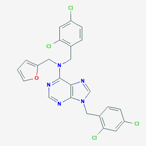 molecular formula C24H17Cl4N5O B295441 N,9-bis(2,4-dichlorobenzyl)-N-(2-furylmethyl)-9H-purin-6-amine 