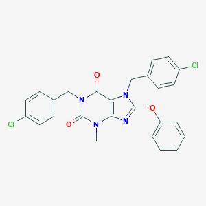molecular formula C26H20Cl2N4O3 B295445 1,7-bis(4-chlorobenzyl)-3-methyl-8-phenoxy-3,7-dihydro-1H-purine-2,6-dione 