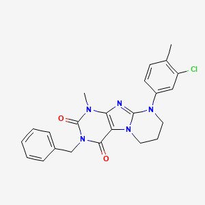 molecular formula C23H22ClN5O2 B2954500 3-benzyl-9-(3-chloro-4-methylphenyl)-1-methyl-6,7,8,9-tetrahydropyrimido[2,1-f]purine-2,4(1H,3H)-dione CAS No. 923437-21-2