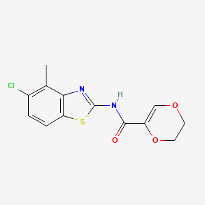molecular formula C13H11ClN2O3S B2954502 N-(5-chloro-4-methylbenzo[d]thiazol-2-yl)-5,6-dihydro-1,4-dioxine-2-carboxamide CAS No. 851080-35-8