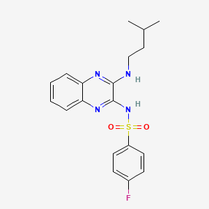 molecular formula C19H21FN4O2S B2954539 4-fluoro-N-(3-(isopentylamino)quinoxalin-2-yl)benzenesulfonamide CAS No. 578722-40-4