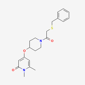 molecular formula C21H26N2O3S B2954544 4-((1-(2-(苄基硫代)乙酰)哌啶-4-基)氧基)-1,6-二甲基吡啶-2(1H)-酮 CAS No. 2034313-59-0