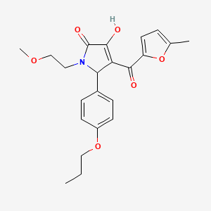 molecular formula C22H25NO6 B2954546 4-羟基-1-(2-甲氧基乙基)-3-(5-甲基呋喃-2-羰基)-2-(4-丙氧基苯基)-2H-吡咯-5-酮 CAS No. 690681-17-5