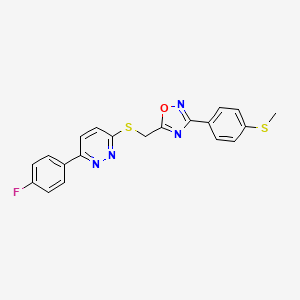 molecular formula C20H15FN4OS2 B2954549 3-(4-氟苯基)-6-[({3-[4-(甲硫基)苯基]-1,2,4-恶二唑-5-基}甲基)硫基]嘧啶 CAS No. 1114915-23-9