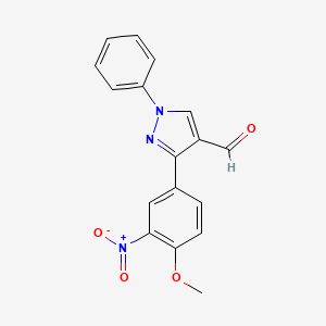 molecular formula C17H13N3O4 B2954550 3-(4-甲氧基-3-硝基苯基)-1-苯基-1H-吡唑-4-甲醛 CAS No. 371918-01-3