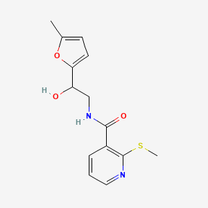 molecular formula C14H16N2O3S B2954563 N-(2-hydroxy-2-(5-methylfuran-2-yl)ethyl)-2-(methylthio)nicotinamide CAS No. 1226435-11-5