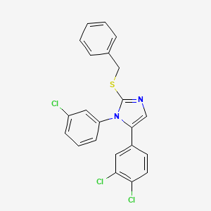 molecular formula C22H15Cl3N2S B2954571 2-(苄硫基)-1-(3-氯苯基)-5-(3,4-二氯苯基)-1H-咪唑 CAS No. 1226440-89-6