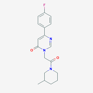molecular formula C18H20FN3O2 B2954582 6-(4-氟苯基)-3-(2-(3-甲基哌啶-1-基)-2-氧代乙基)嘧啶-4(3H)-酮 CAS No. 1058501-34-0