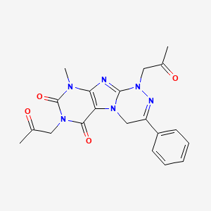 molecular formula C20H20N6O4 B2954593 9-甲基-1,7-双(2-氧代丙基)-3-苯基-7,9-二氢-[1,2,4]三嗪并[3,4-f]嘌呤-6,8(1H,4H)-二酮 CAS No. 898410-43-0