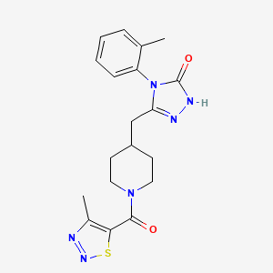 molecular formula C19H22N6O2S B2954603 3-((1-(4-甲基-1,2,3-噻二唑-5-羰基)哌啶-4-基)甲基)-4-(邻甲苯基)-1H-1,2,4-三唑-5(4H)-酮 CAS No. 2034475-17-5